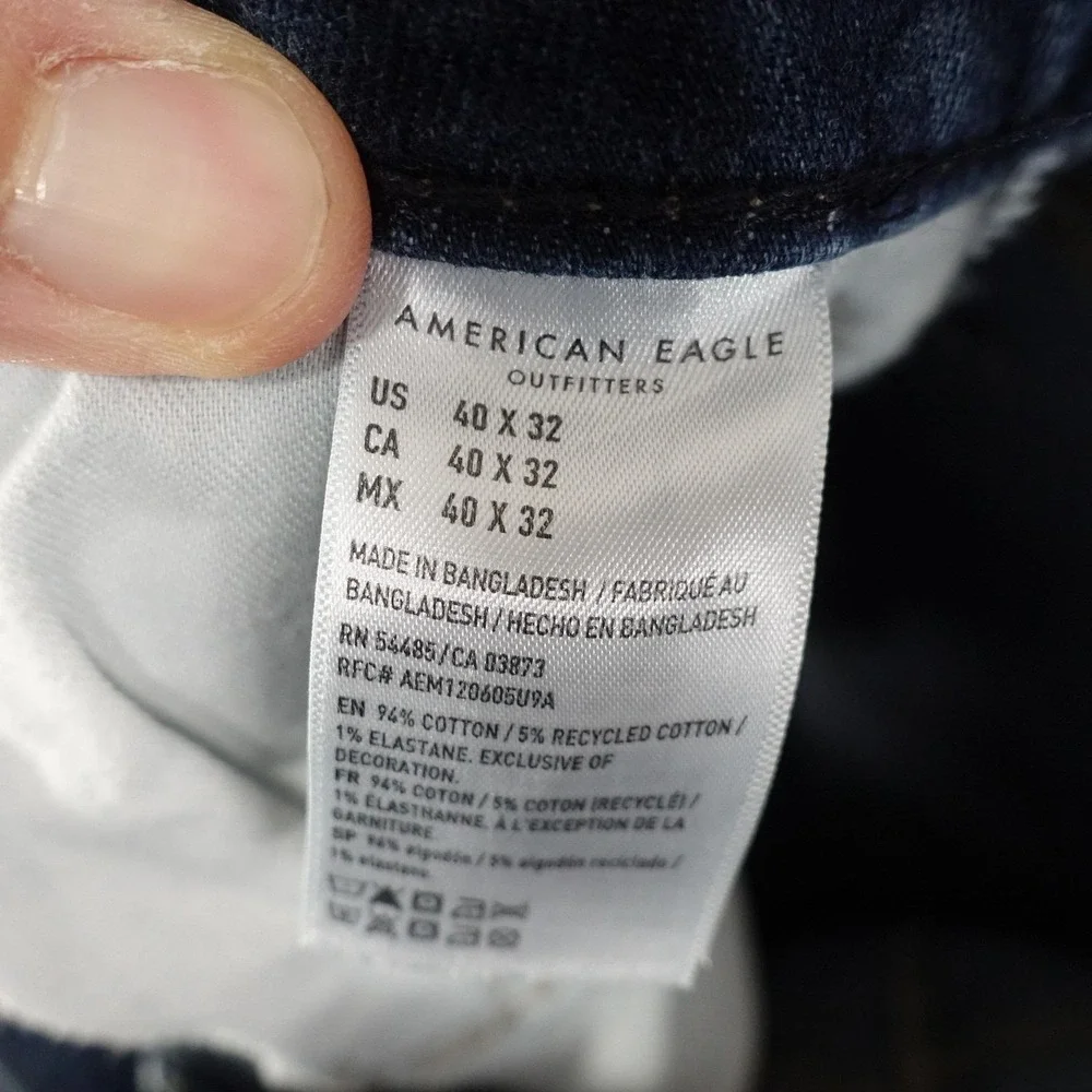 American Eagle Jeans Mens 40x32 Blue Original Straight Airflex+ Denim Pants